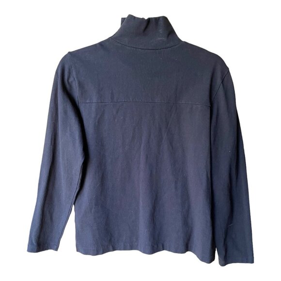 J.Crew Size S Black Long Sleeve 100% Cotton Button Shoulder Turtleneck - Picture 7 of 8